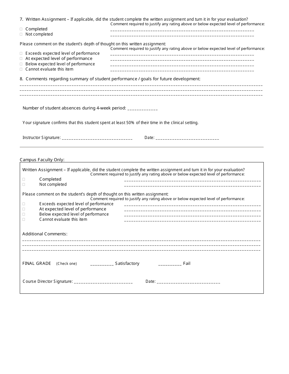 Student Performance Evaluation Form - Utmb School of Medicine ...