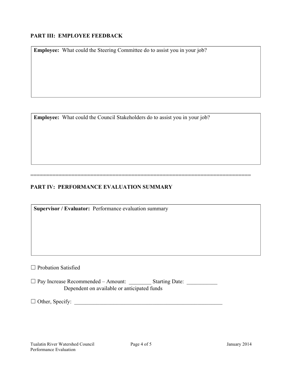 Performance Evaluation Form - Tualatinn River Watershed Council, Page 4
