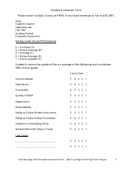 Document preview: Student Evaluation Form - Palm Bay High School