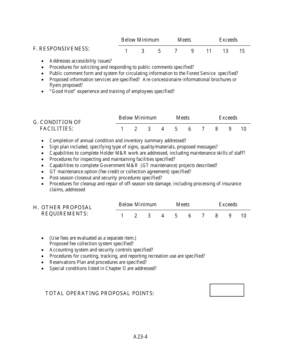 Appendix 23 Sample Campground Concession Proposal Evaluation Form, Page 4