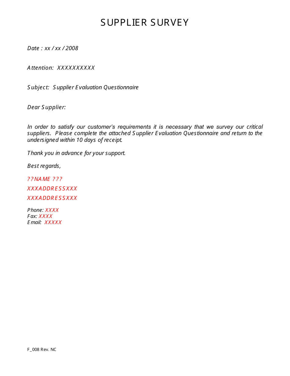 Supplier Survey Template Download Printable PDF Templateroller Supplier Survey Template Download Printable PDF Templateroller