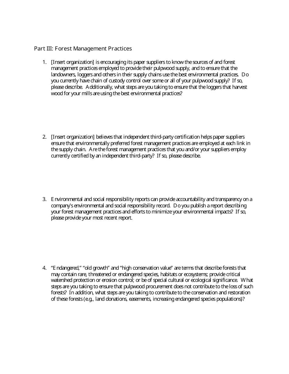 Paper Supplier Evaluation Form, Page 6