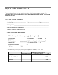 Document preview: Paper Supplier Evaluation Form