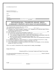Interspousal Transfer Grant Deed Form (Community Property With Right of Survivorship) - California