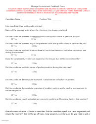 Document preview: Manager Assessment Feedback Form