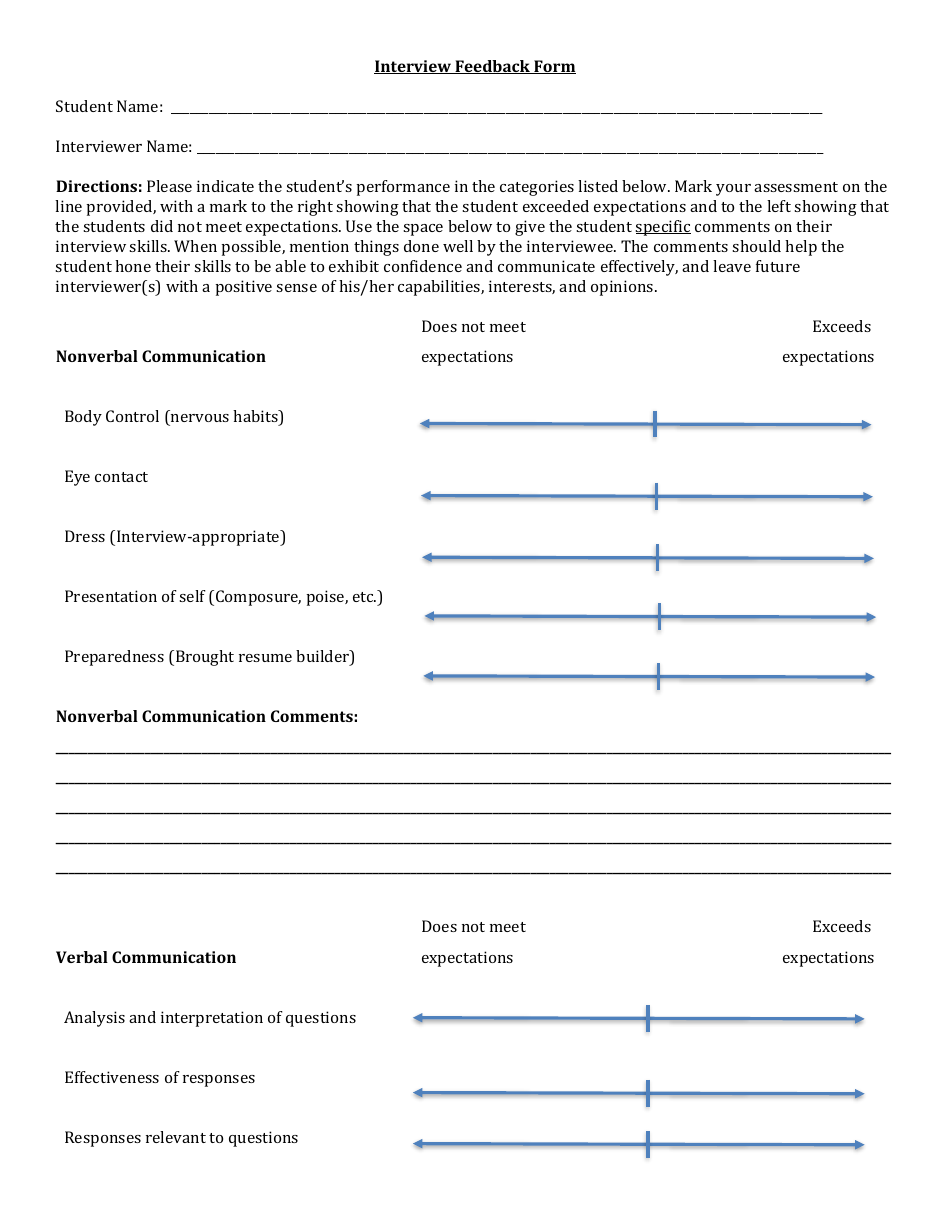 Positive Interview Feedback Comments Examples