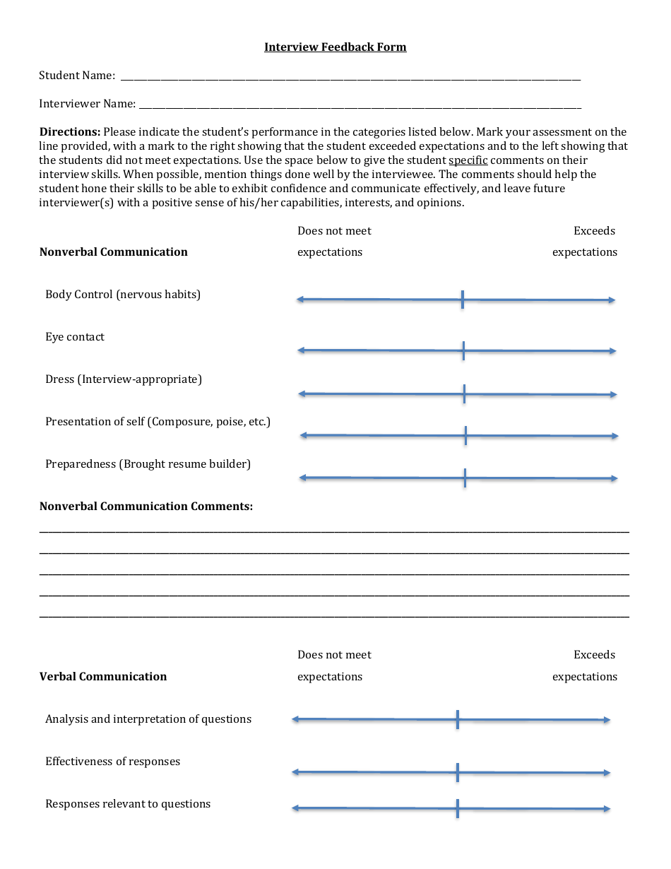 Interview Feedback Form, Page 1