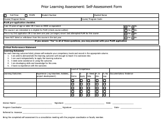 Prior Learning Self-assessment Form
