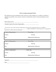 Prior Learning Self-assessment Form, Page 3