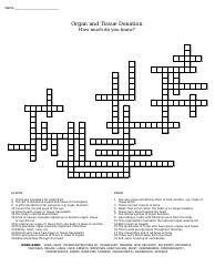 &quot;Organ and Tissue Donation Crossword Puzzle Template With Answers&quot;