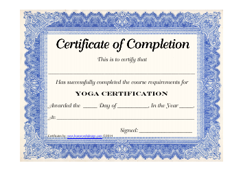 Document preview: Yoga Certificate of Completion Template