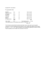 Sample Homeschool Transcript With Gpa Calculations, Page 2