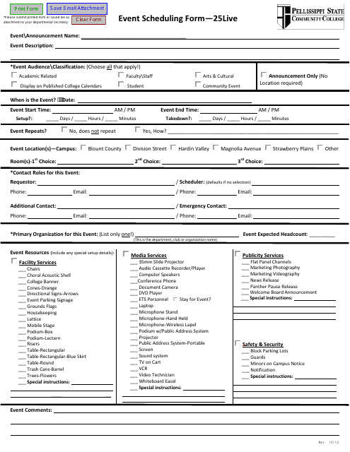Event Scheduling Form - Pellissippi State Community College Download Pdf