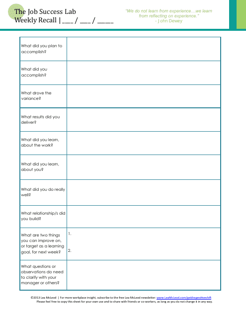 Weekly Recall Template - Customize and Use Instantly