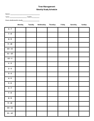 Document preview: Weekly Study Schedule Template - Time Management