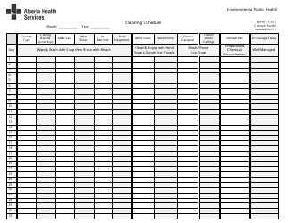 Document preview: Form 4EPHF-11-017 Cleaning Schedule - Alberta, Canada