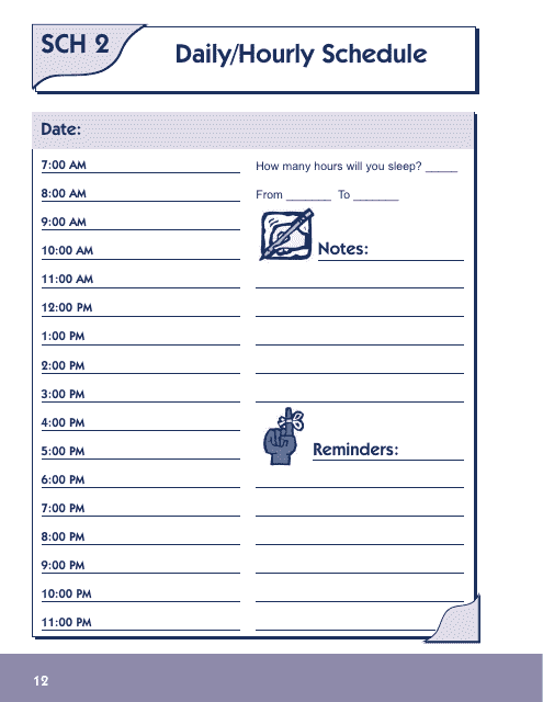 Daily/Hourly Schedule Template - Blue