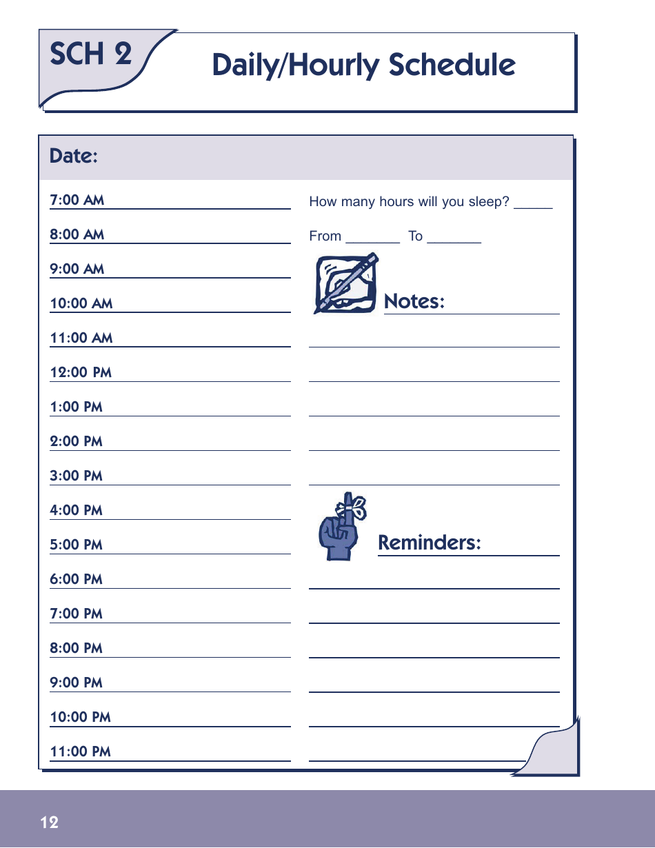 Daily/Hourly Schedule Template Blue