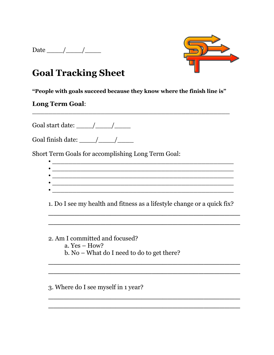 Goal Tracking Sheet Template - Stacey's Personal Training