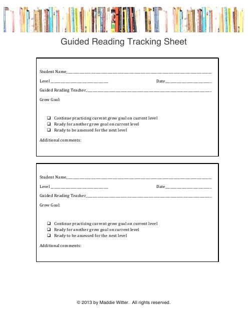 &quot;Guided Reading Tracking Sheet Template&quot; Download Pdf
