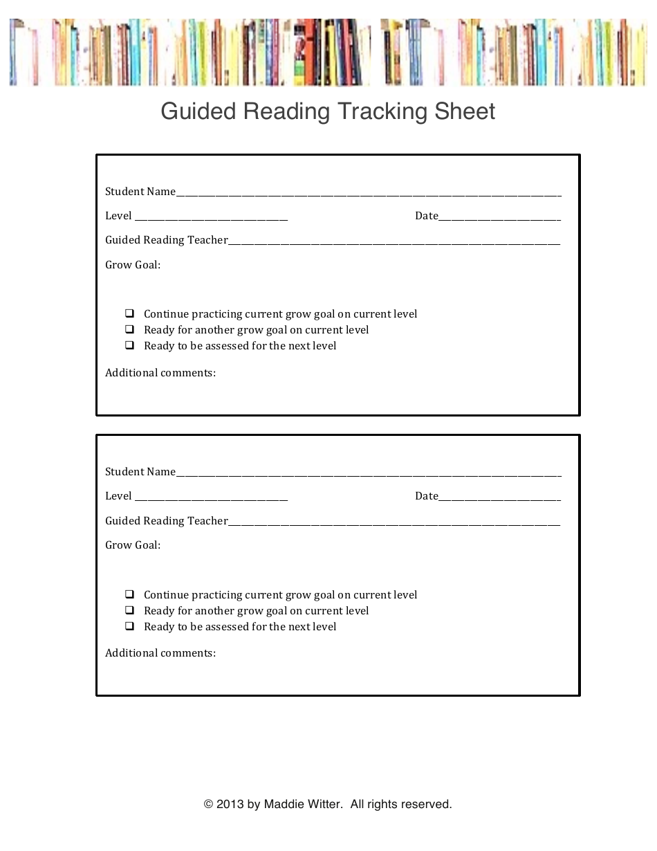 Guided Reading Tracking Sheet Template Preview