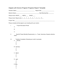 Document preview: Degree With Honors Program Progress Report Template