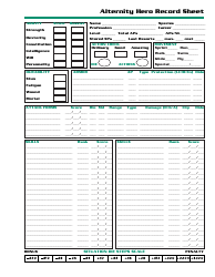 Alternity Hero Record Sheet Download Printable PDF | Templateroller
