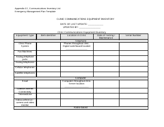 Document preview: Clinic Communications Equipment Inventory Template