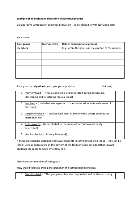 Collaborative Process Evaluation Form