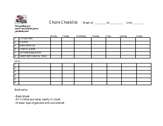 &quot;Weekly Chore Checklist Template&quot;