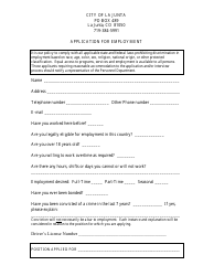 Document preview: Employment Application Form - City of La Junta, Colorado