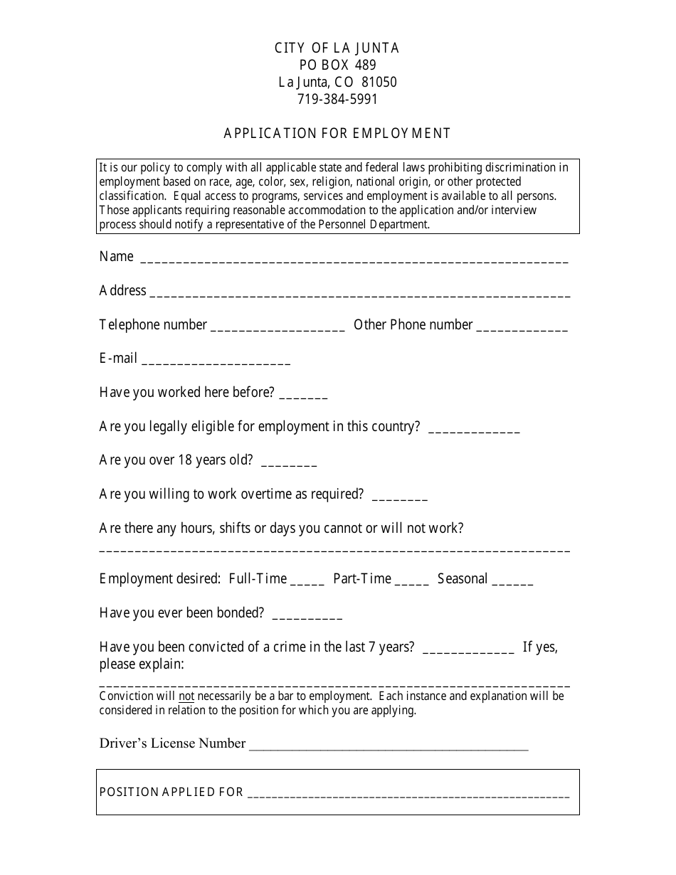 employment application form download printable pdf