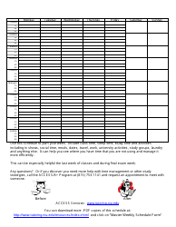 Master Weekly Schedule Template, Page 2