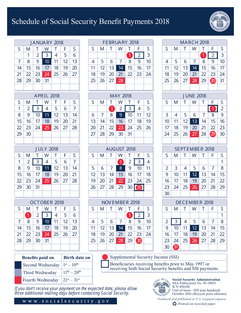 2018 Social Security Benefits Payments Schedule Fill Out Sign Online 