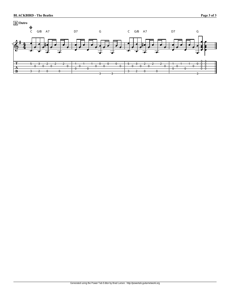 The Beatles Blackbird Guitar Sheet Music Download Printable Pdf Templateroller 0549