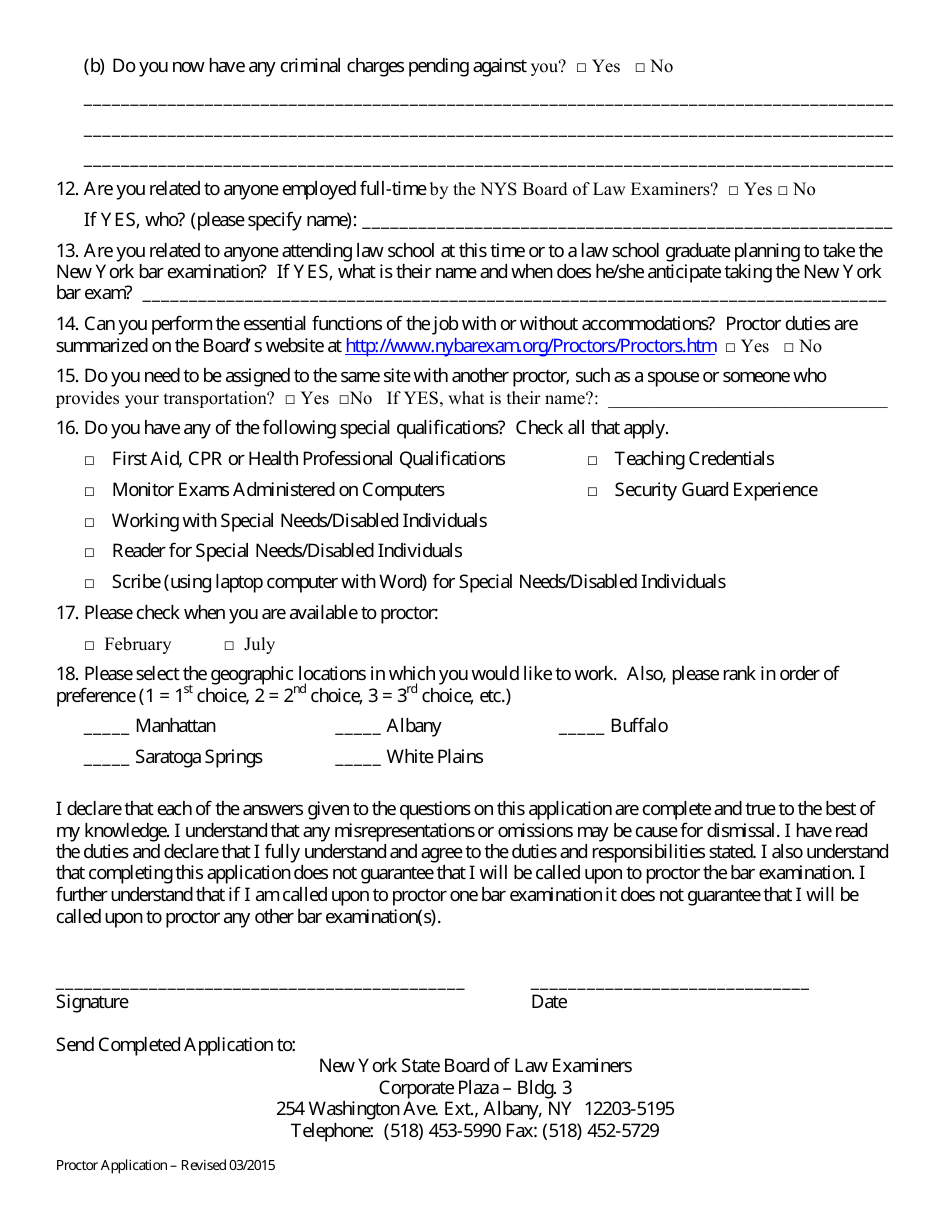 New York Proctor Application Form - Fill Out, Sign Online and Download ...