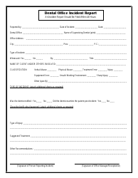 Dental Office Incident Report Form, Supervisor&#039;s Investigation Report Form