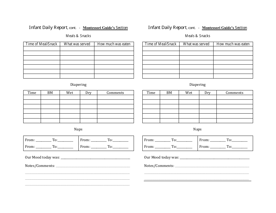 Infant Daily Report Template - Healthy Beginnings Montessori House, Page 2
