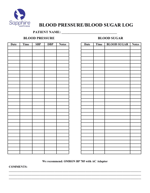 Printable Blood Pressure And Blood Sugar Log Sheet Pdf Printable Word 