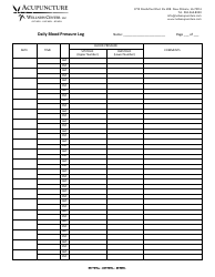Document preview: Daily Blood Pressure Log Template - Accupuncture Wellness Center