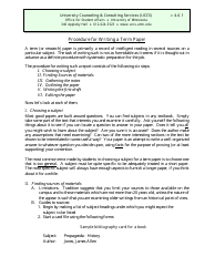 Procedure for Writing a Term Paper - University of Minnesota