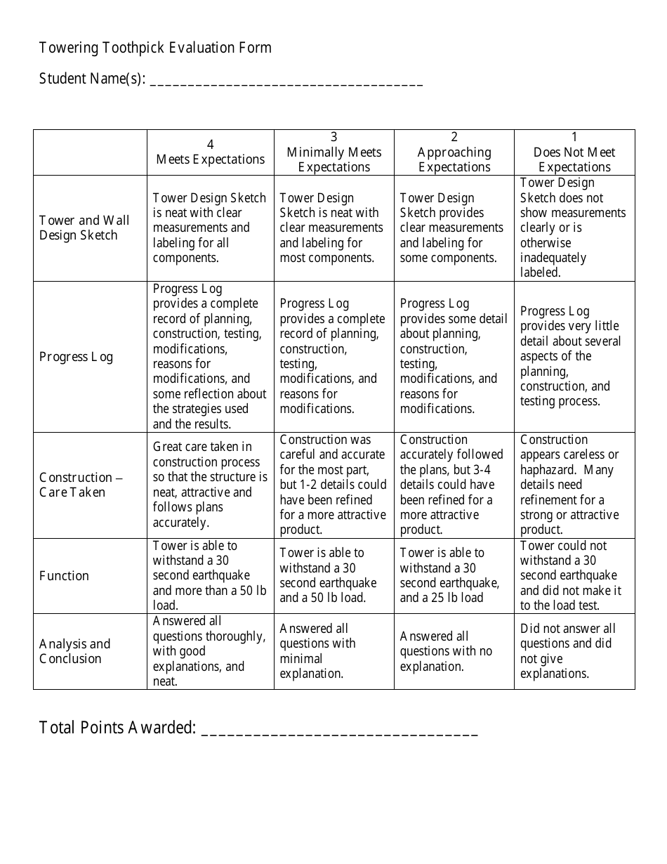 Towering Toothpick Disaster Project Template, Page 3
