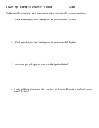 Towering Toothpick Disaster Project Template, Page 4