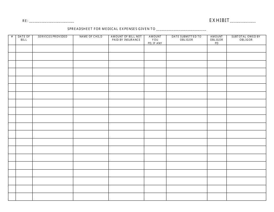 Spreadsheet Template for Medical Expenses, Page 1