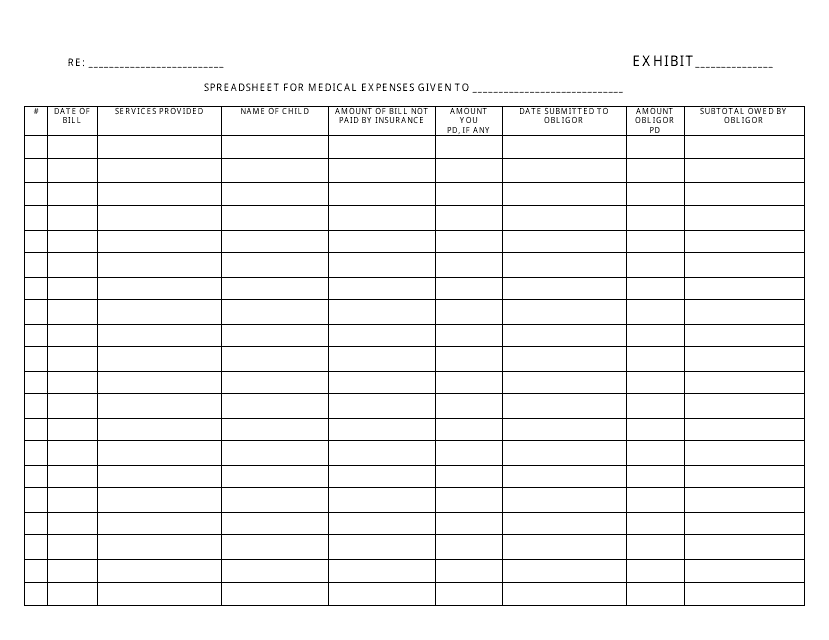 &quot;Spreadsheet Template for Medical Expenses&quot; Download Pdf