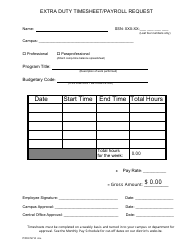 &quot;Extra Duty Time Sheet/Payroll Request Template&quot;