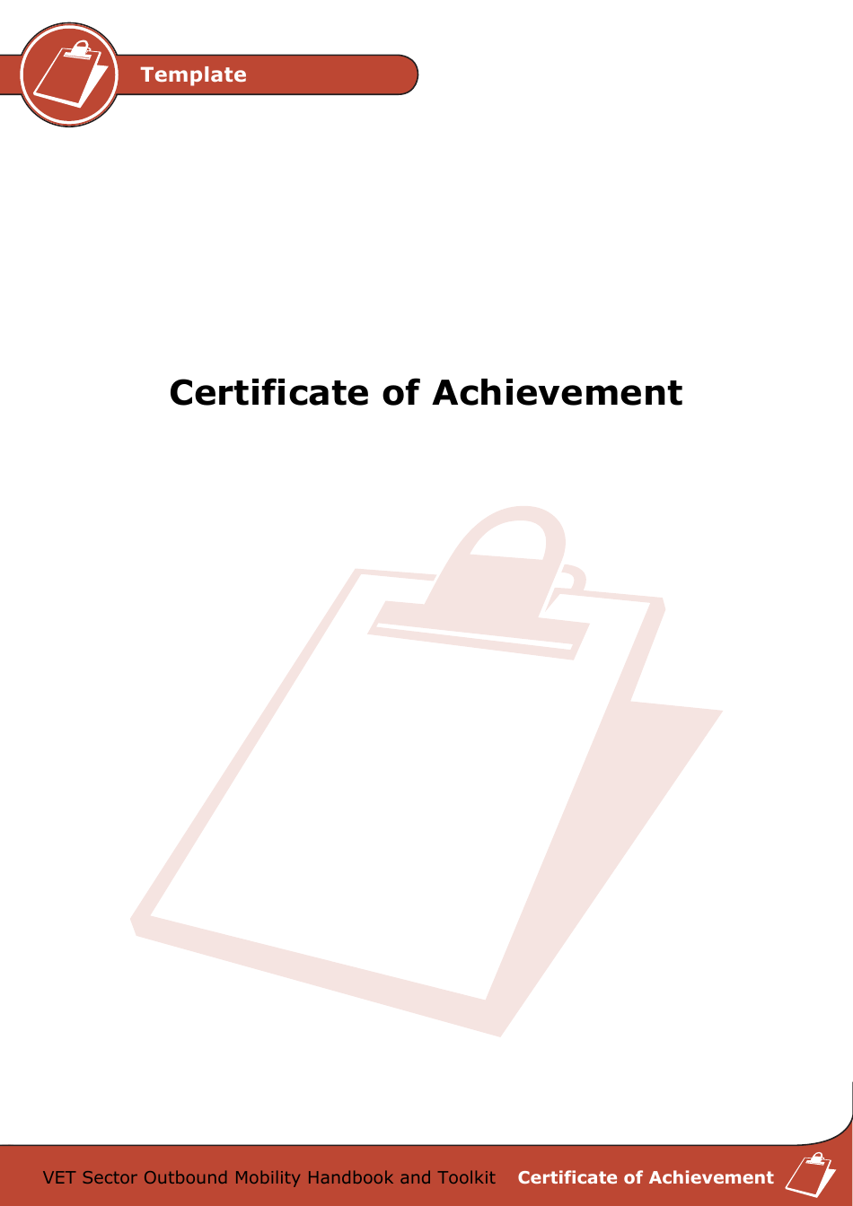 Certificate of Achievement Template - Vet Sector Outbound Mobility Handbook and Toolkit