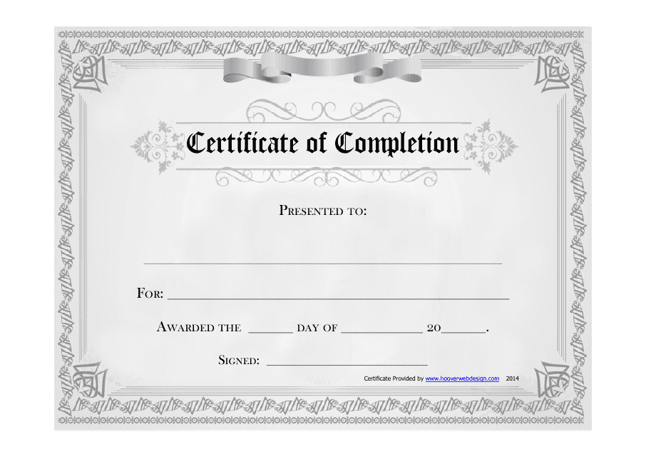 Certificate of Completion Template - Grey Download Pdf
