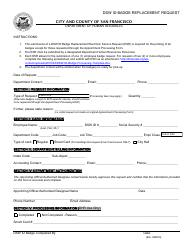 Document preview: Dsw Id Badge Replacement Request Form - City and County of San Francisco, California