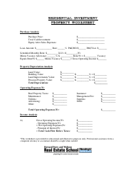 Residential Investment Property Worksheet Template - Howard Perry and Walston Real Estate School